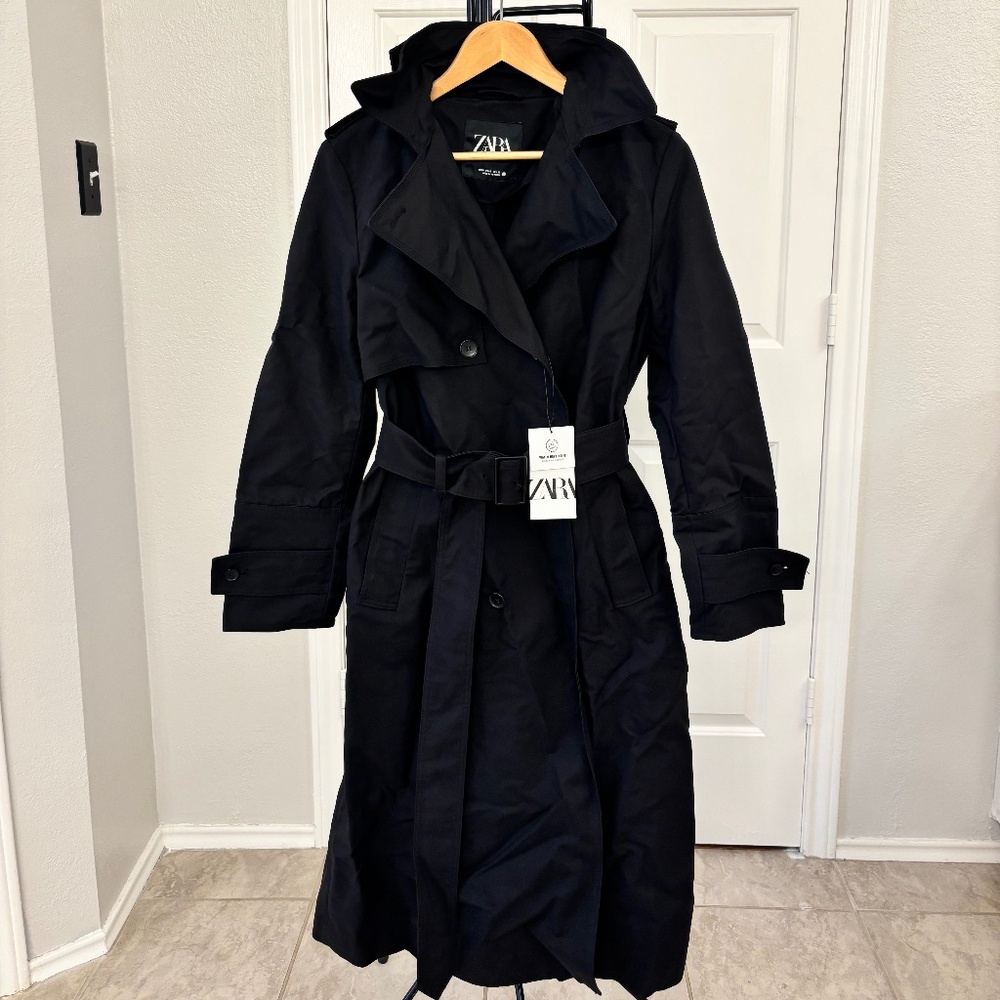 Zara Black Trench Coat – Size S – New With Tags – Retail $139